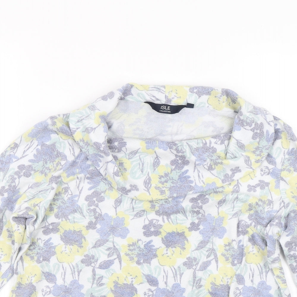 Isle Womens Multicoloured Floral  Basic T-Shirt Size S