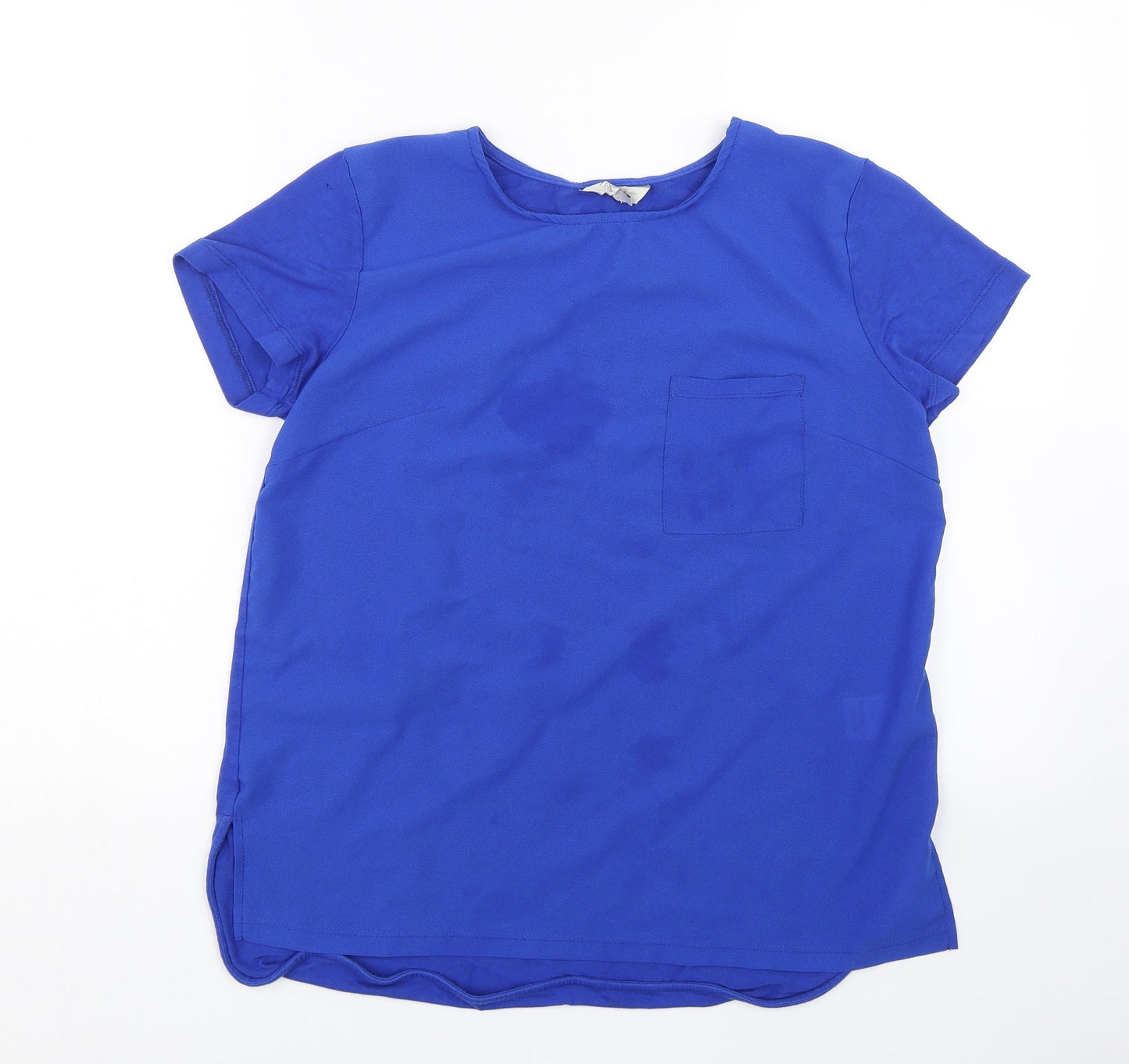 Womens UK Size 12 Peacocks Blue Basic T-Shirt