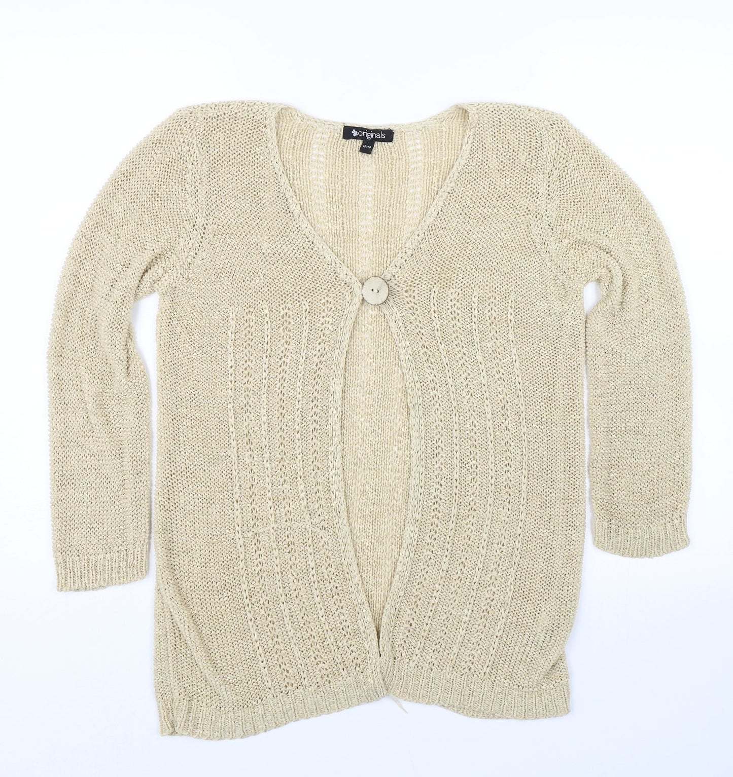 Womens UK Size 12 Originals Beige Cardigan Jumper