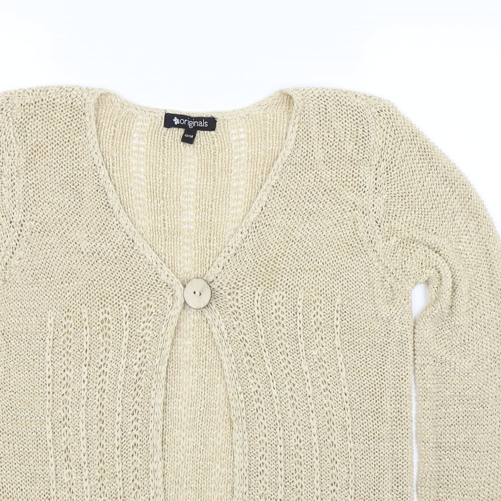 Womens UK Size 12 Originals Beige Cardigan Jumper
