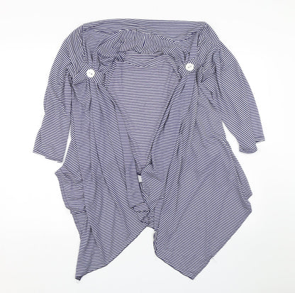 Laura D Womens Blue Striped  Cardigan Jumper Size M