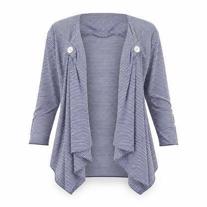 Laura D Womens Blue Striped  Cardigan Jumper Size M
