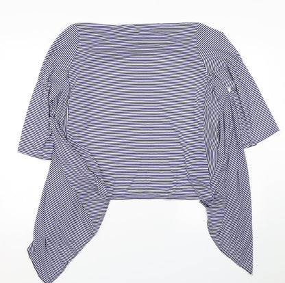Laura D Womens Blue Striped  Cardigan Jumper Size M