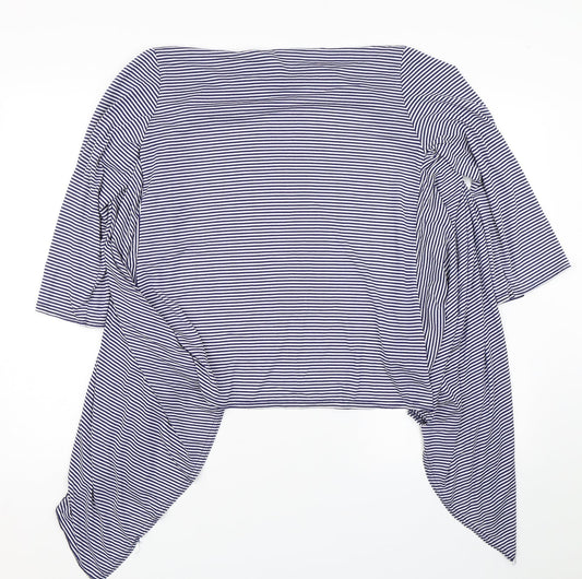 Laura D Womens Blue Striped  Cardigan Jumper Size M