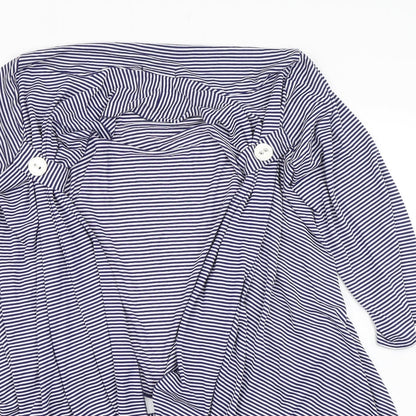 Laura D Womens Blue Striped  Cardigan Jumper Size M