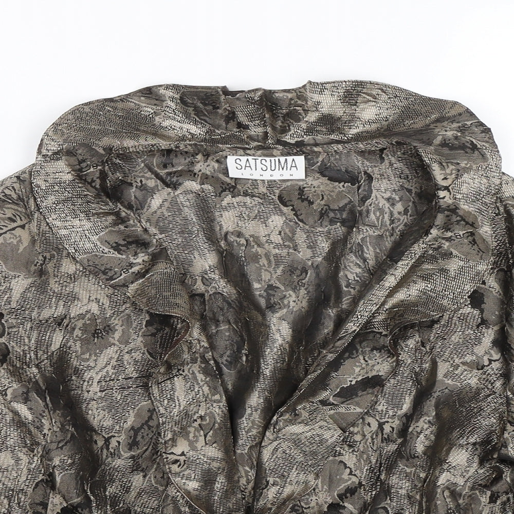 Satsuma Womens Gold Floral  Jacket Blazer Size 12