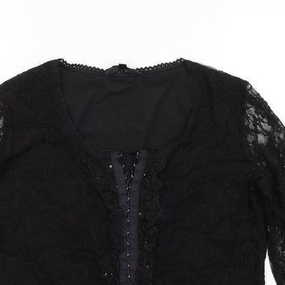 SF Collection  Womens Black Floral Lace Basic Blouse Size 12