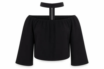 Womens UK Size 10 Missguided Black Cropped T-Shirt