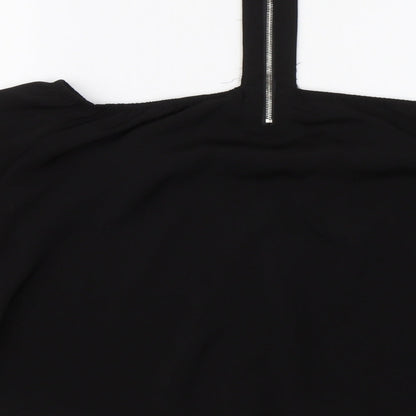 Womens UK Size 10 Missguided Black Cropped T-Shirt