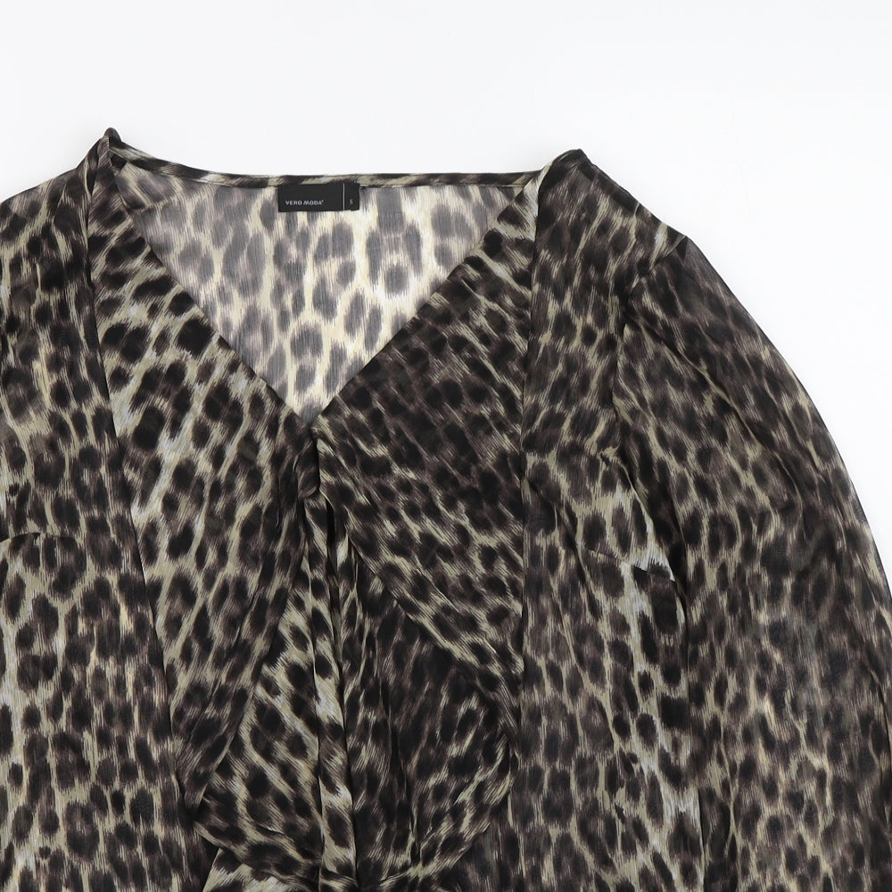 Womens UK Size S VERO MODA Brown Basic Blouse