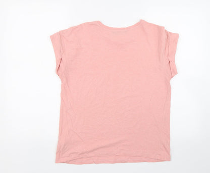 Womens UK Size S Soaked Pink Basic T-Shirt