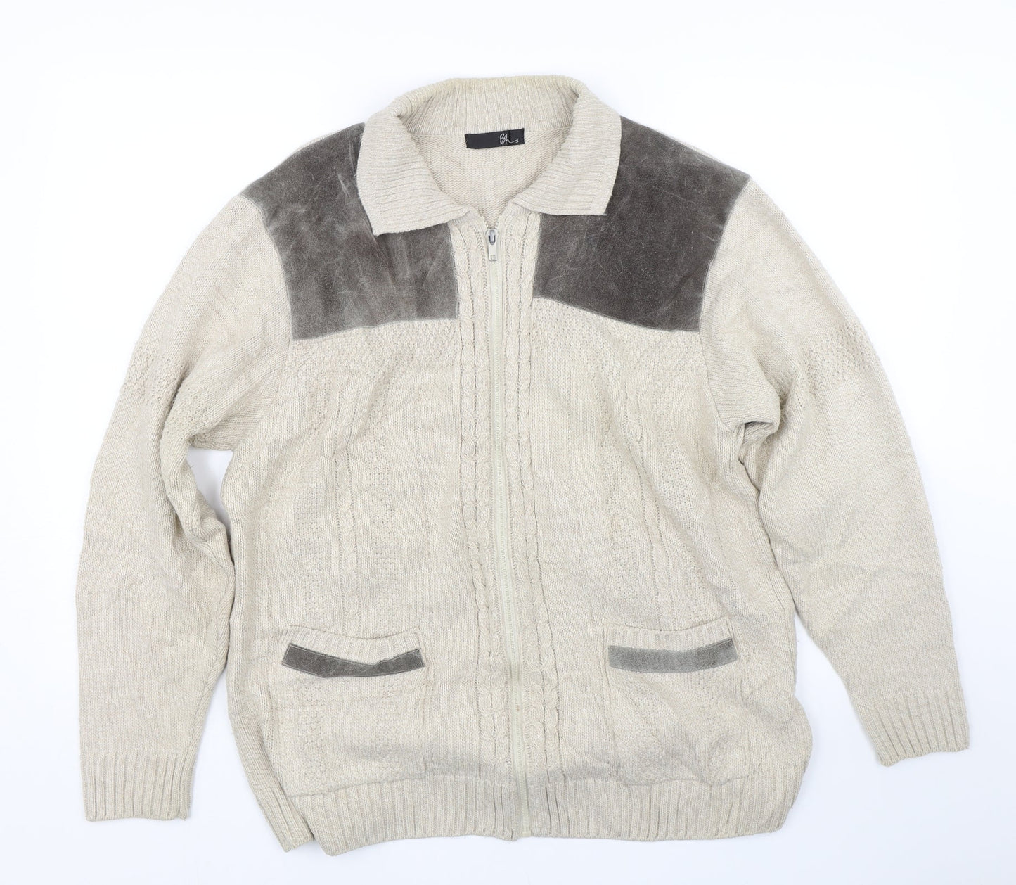 BHS Womens Beige   Full Zip Jumper Size S