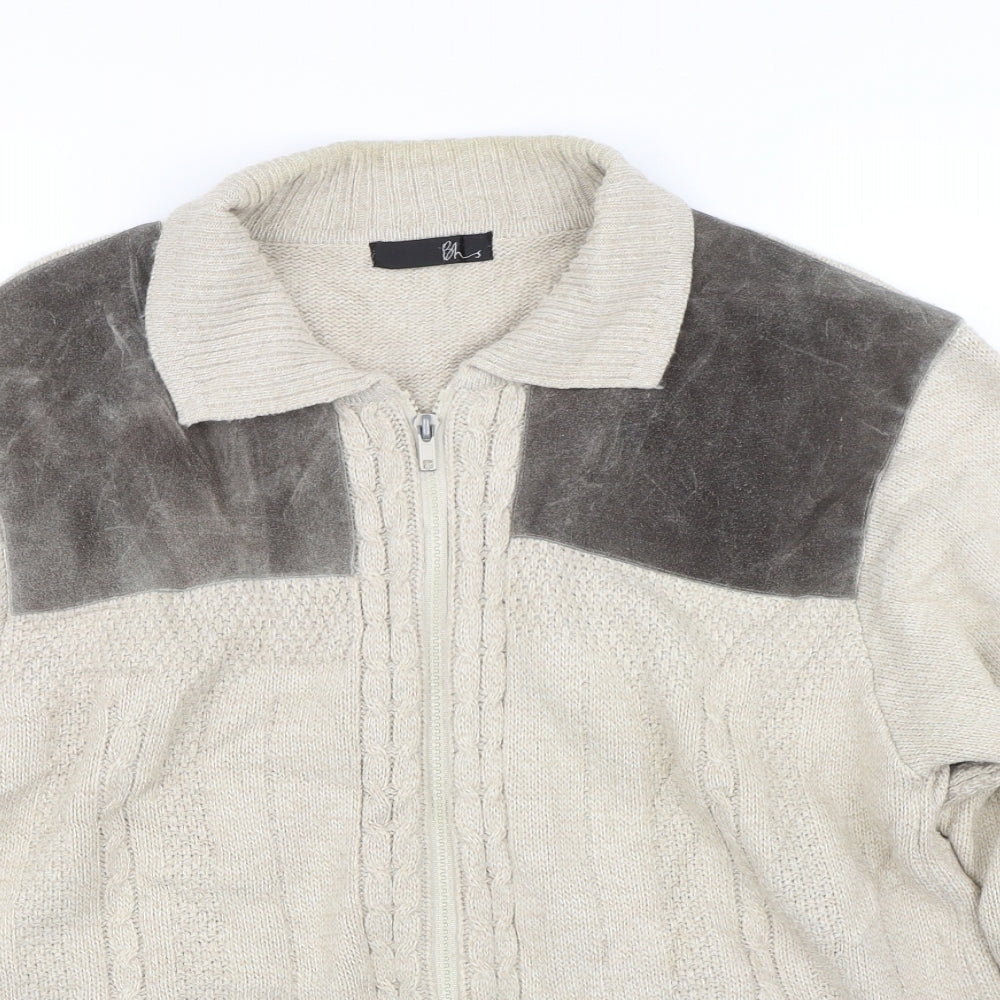 BHS Womens Beige   Full Zip Jumper Size S