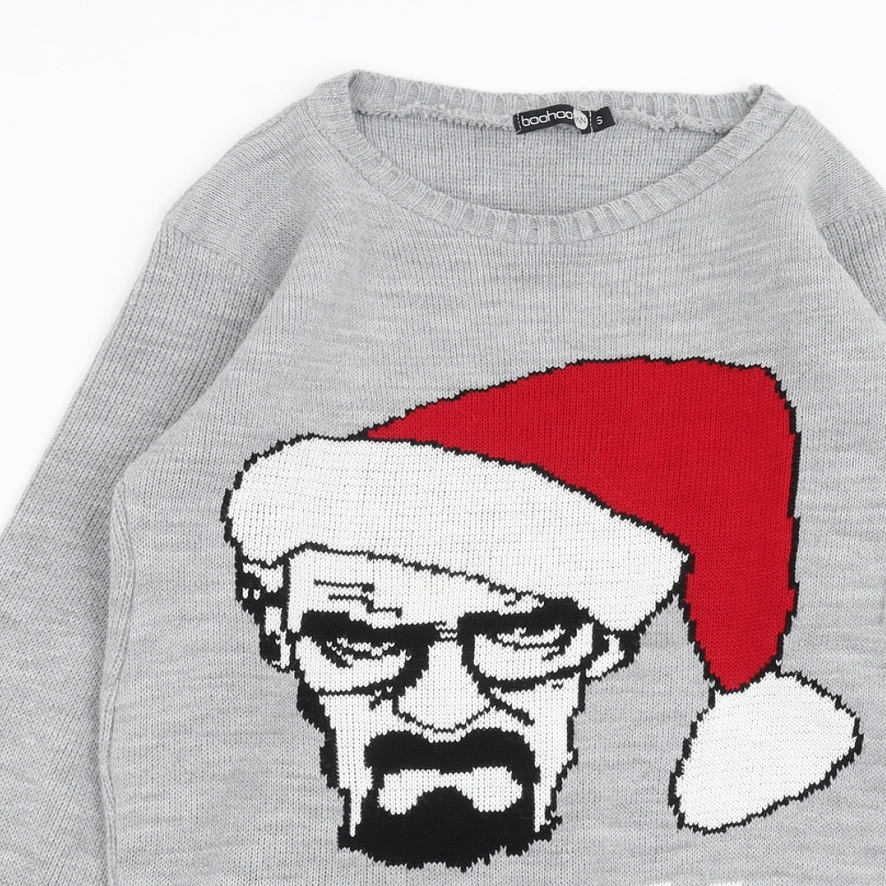 BOOHOO MAN Mens Grey  Knit Pullover Jumper Size S  - breaking bad christmas