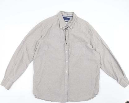 Atlantic Bay Mens Grey    Button-Up Size XL