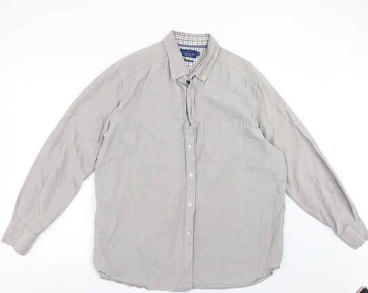 Atlantic Bay Mens Grey    Button-Up Size XL