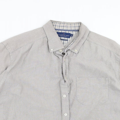Atlantic Bay Mens Grey    Button-Up Size XL
