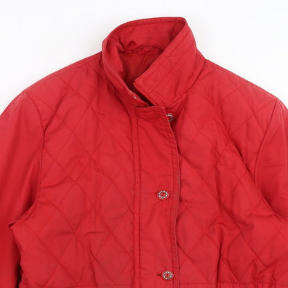 Womens UK Size 8 Marks and Spencer Red Quilted Coat