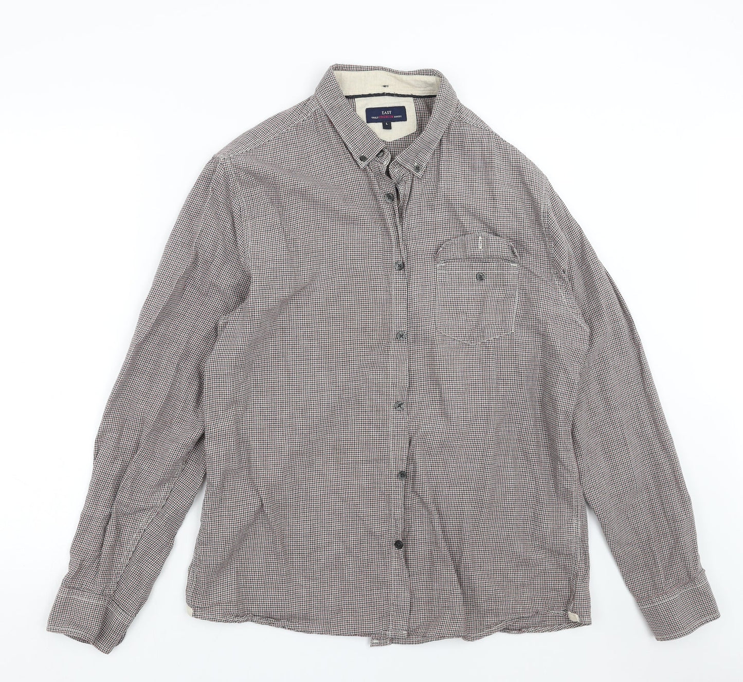 Mens UK Size L Easy Red  Button-Up Long Sleeve Casual Shirt