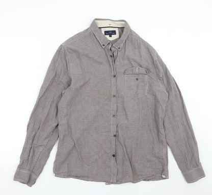 Mens UK Size L Easy Red  Button-Up Long Sleeve Casual Shirt
