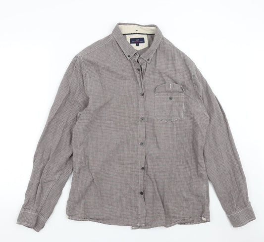 Mens UK Size L Easy Red  Button-Up Long Sleeve Casual Shirt