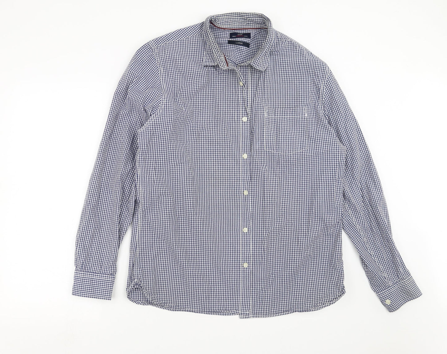 Mens UK Size L Easy Blue  Button-Up Long Sleeve Casual Shirt