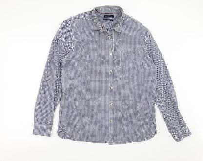 Mens UK Size L Easy Blue  Button-Up Long Sleeve Casual Shirt
