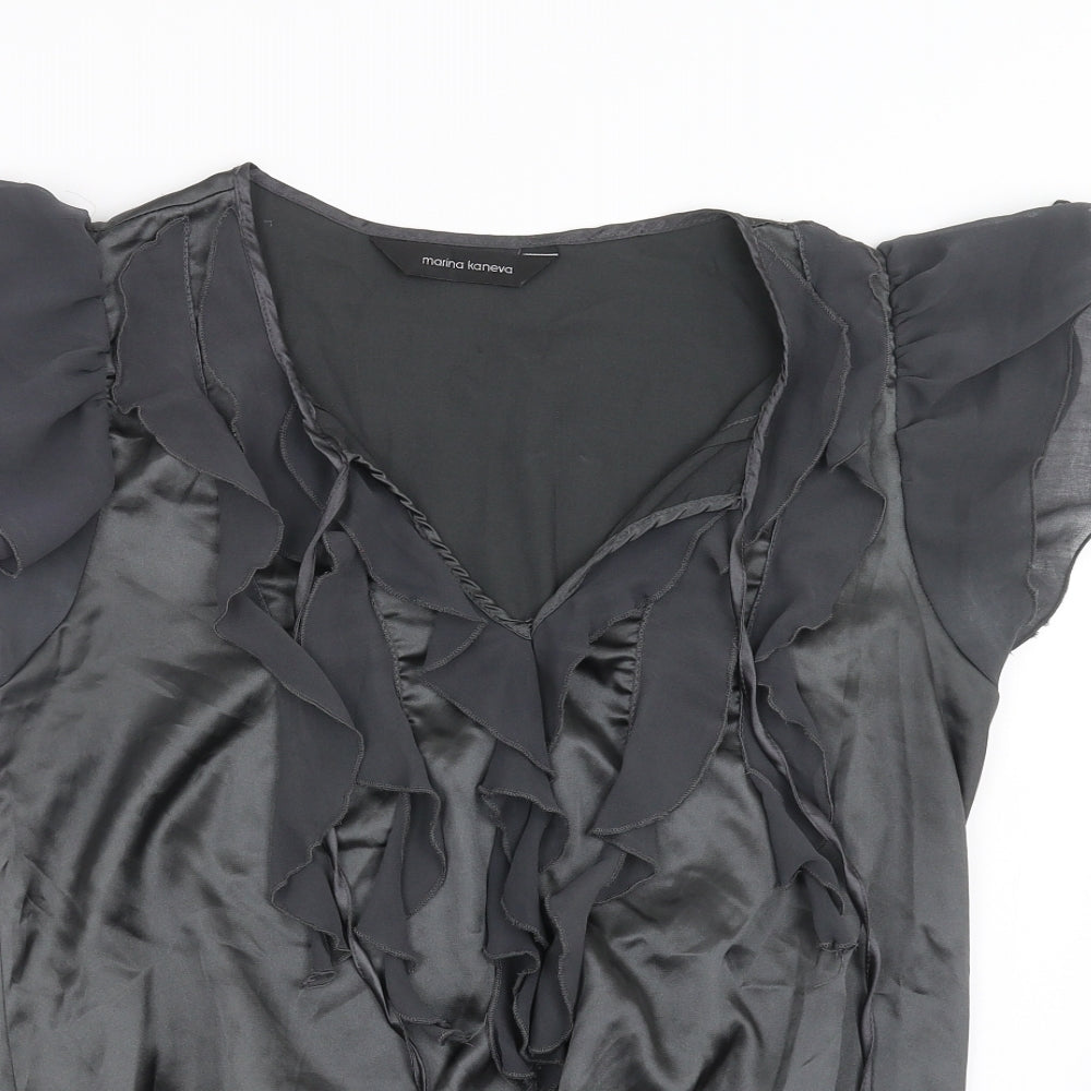 Womens UK Size 8 Marina Kaneva Grey Basic Blouse