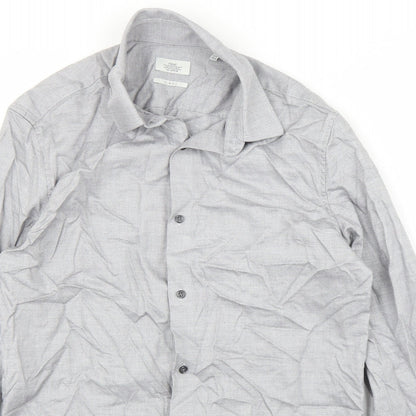 Mens UK Size 15.5 NEXT Grey  Button-Up Long Sleeve Casual Shirt