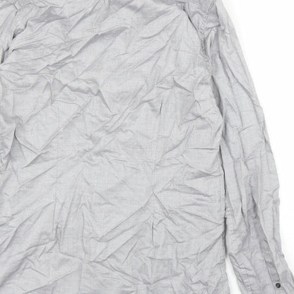Mens UK Size 15.5 NEXT Grey  Button-Up Long Sleeve Casual Shirt