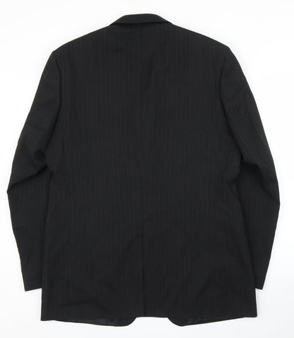 Pinsrtripe Mens Black Striped  Jacket Suit Jacket Size 44