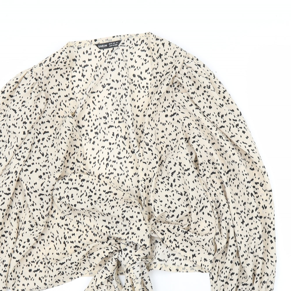 SheIn Womens Beige Animal Print  Basic Blouse Size XS