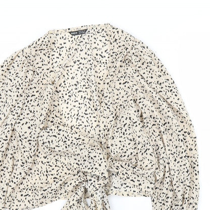 SheIn Womens Beige Animal Print  Basic Blouse Size XS