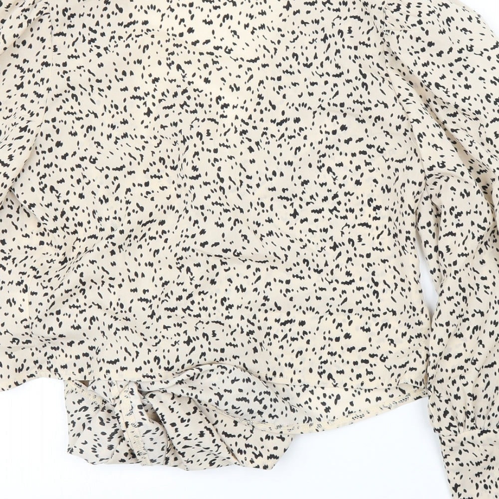 SheIn Womens Beige Animal Print  Basic Blouse Size XS