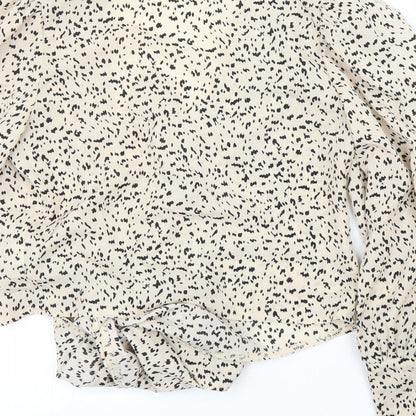 SheIn Womens Beige Animal Print  Basic Blouse Size XS