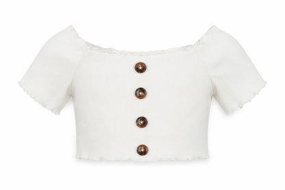 SheIn Girls White   Cropped Blouse Size 7 Years