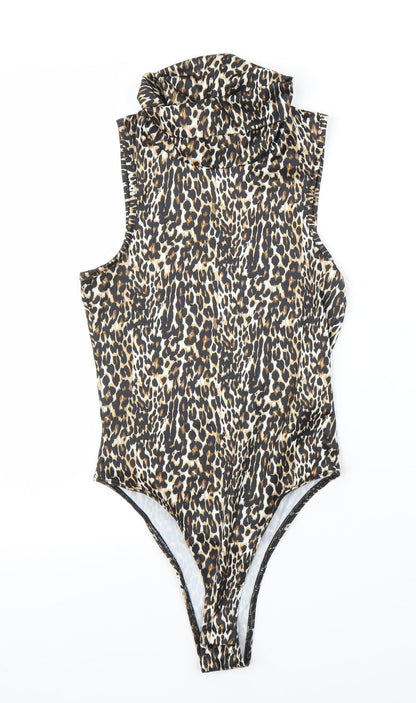 Primark Womens Beige Animal Print  Leotard One-Piece Size XS  - Leopard print