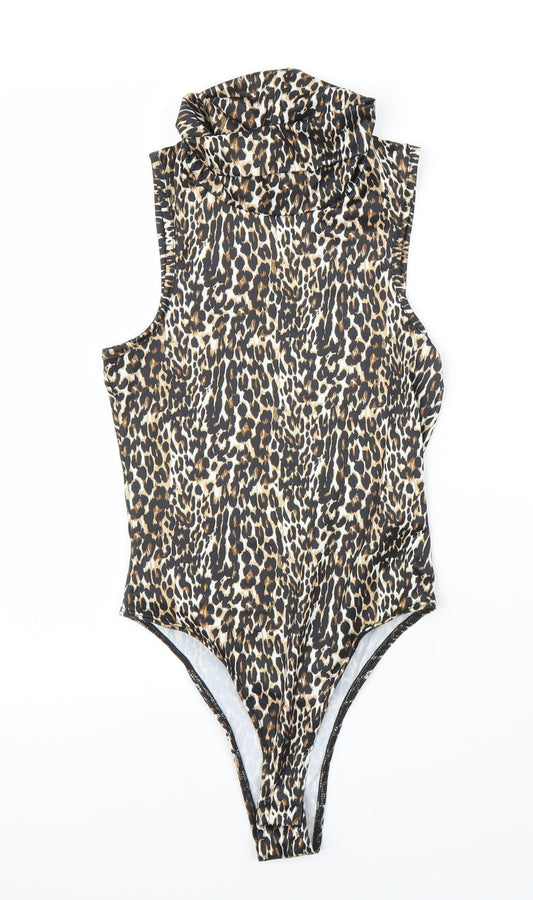 Primark Womens Beige Animal Print  Leotard One-Piece Size XS  - Leopard print