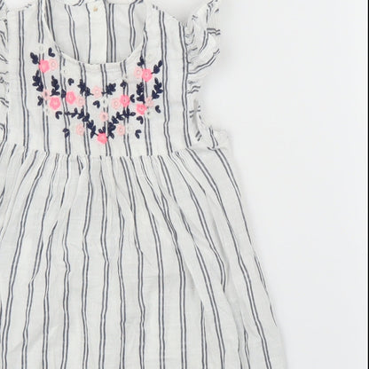 H&M Girls White Striped  A-Line  Size 4 Years