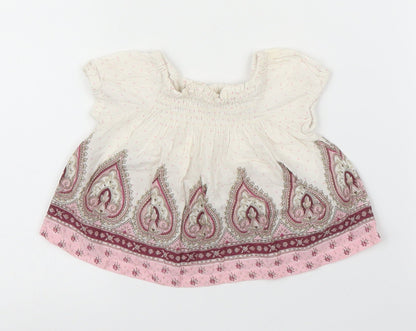 Preworn Girls Pink Paisley  Basic T-Shirt Size 3-6 Months