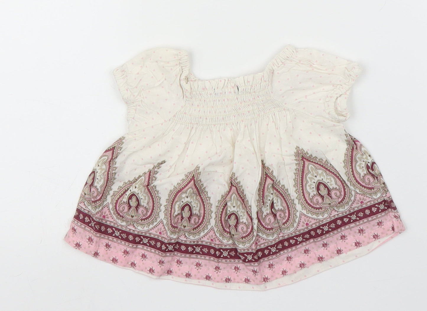 Preworn Girls Pink Paisley  Basic T-Shirt Size 3-6 Months