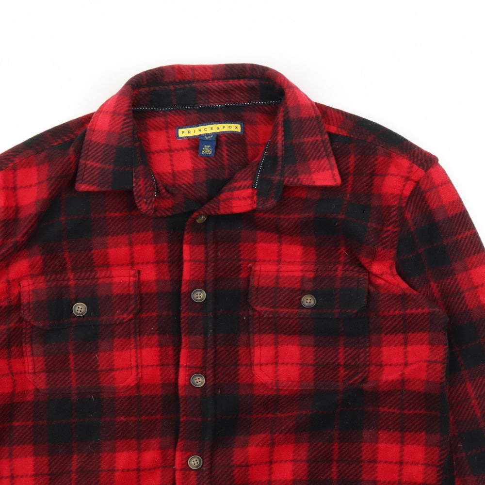 Mens UK Size S Prince and Fox Red  Button-Up Long Sleeve Casual Shirt