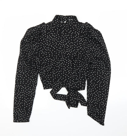 SheIn Womens Black Polka Dot  Basic Blouse Size S  - Open back