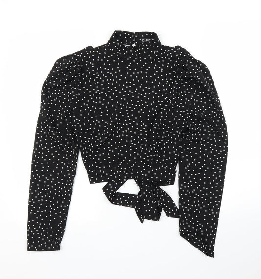 SheIn Womens Black Polka Dot  Basic Blouse Size S  - Open back