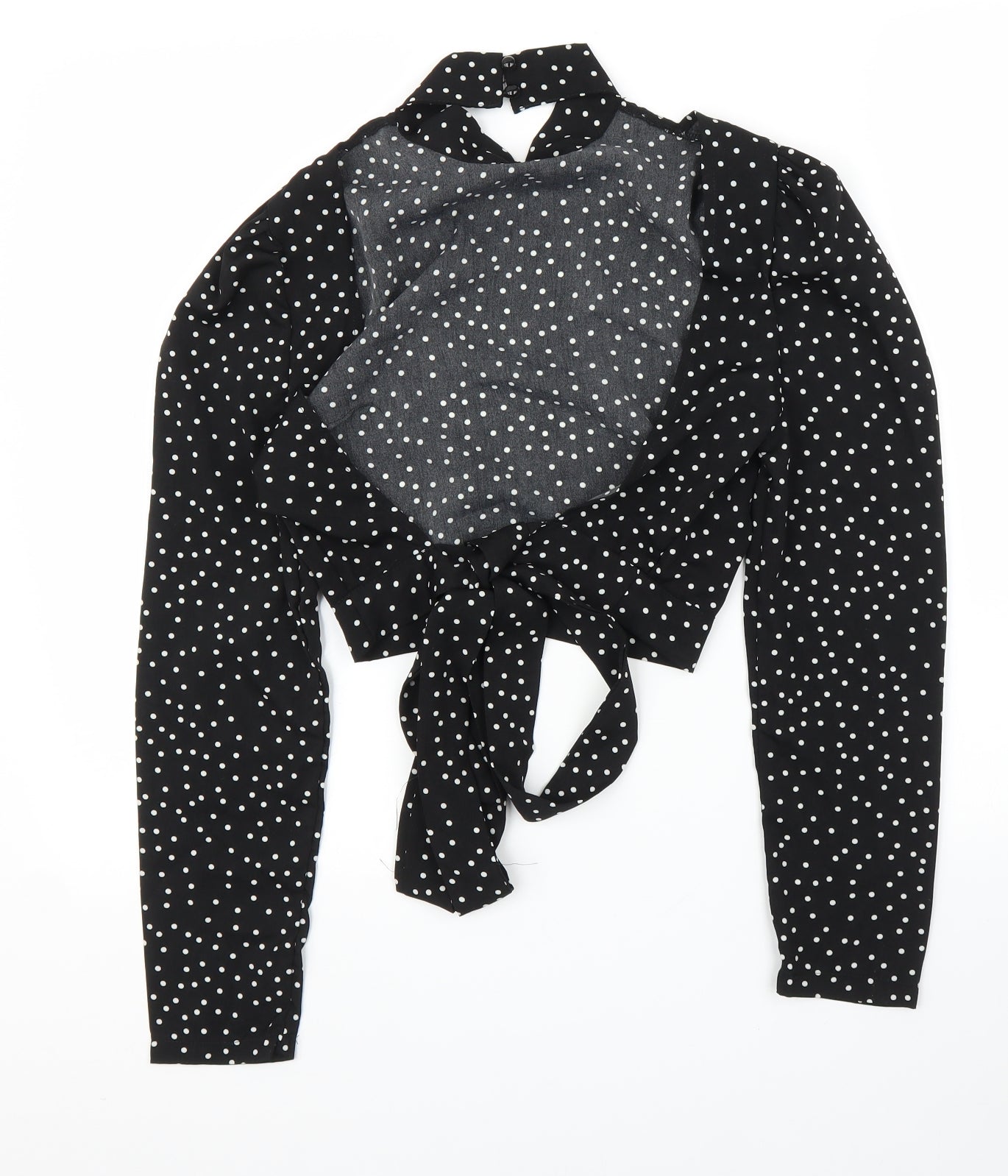 SheIn Womens Black Polka Dot  Basic Blouse Size S  - Open back