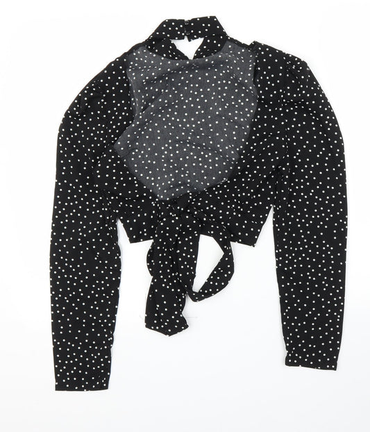 SheIn Womens Black Polka Dot  Basic Blouse Size S  - Open back