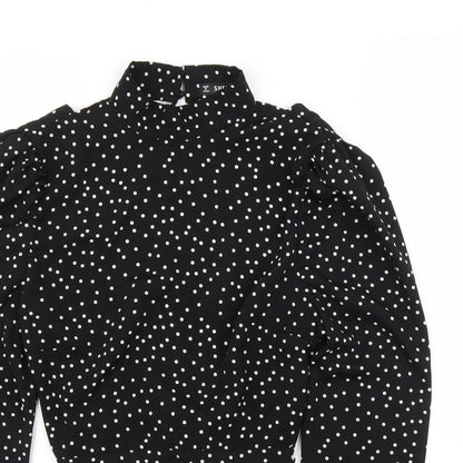 SheIn Womens Black Polka Dot  Basic Blouse Size S  - Open back