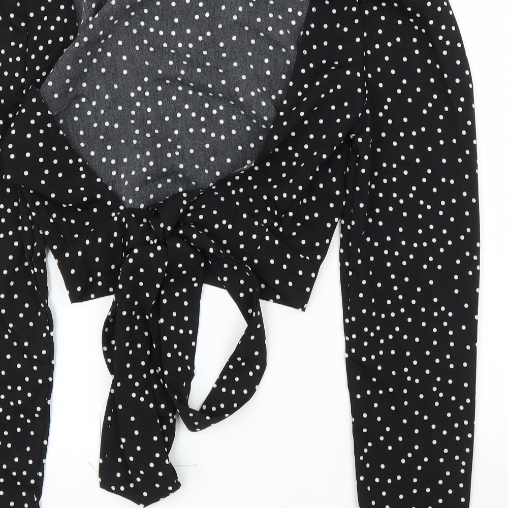SheIn Womens Black Polka Dot  Basic Blouse Size S  - Open back