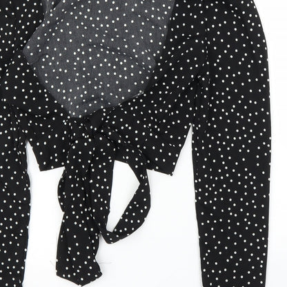 SheIn Womens Black Polka Dot  Basic Blouse Size S  - Open back