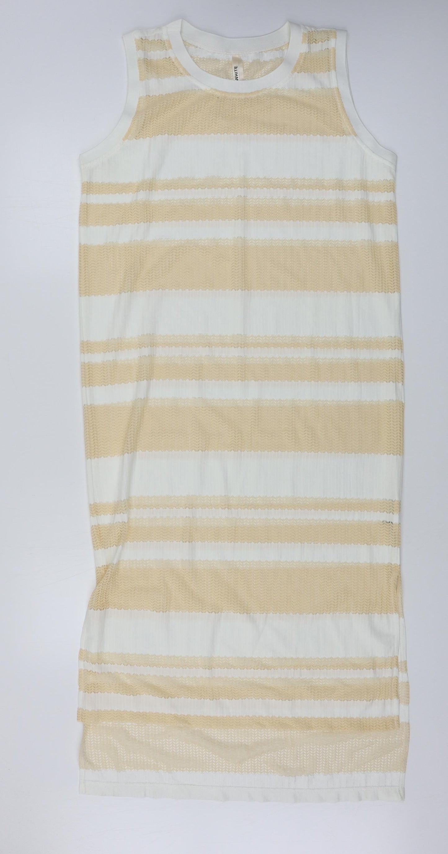 ellie white Womens Beige Striped  A-Line  Size M